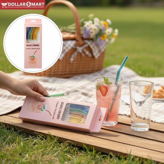 Glass Straw 4pcs With Cleaing Brush