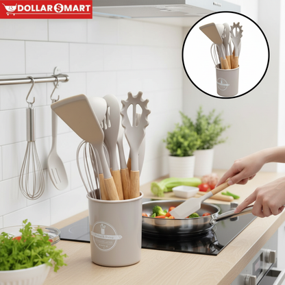 Silcone cooking Spoon with holder 12 in 1