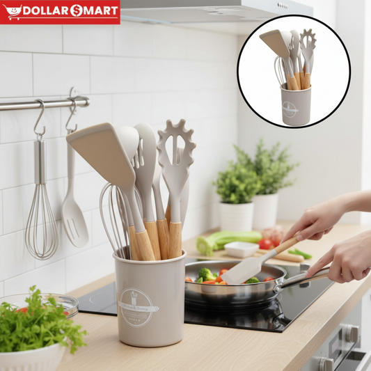 Silcone cooking Spoon with holder 12 in 1