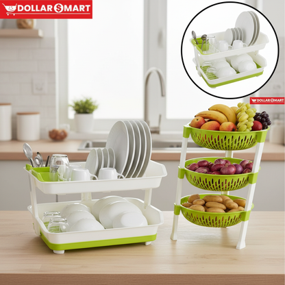PLATE STAND AND FRUIT BASKET SET
