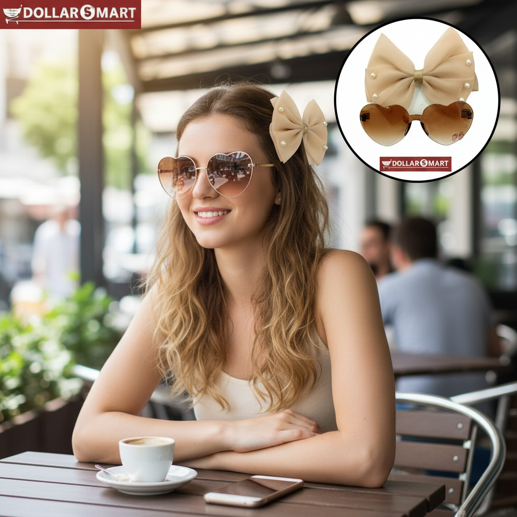 Sunglass And Hair Clip Bow