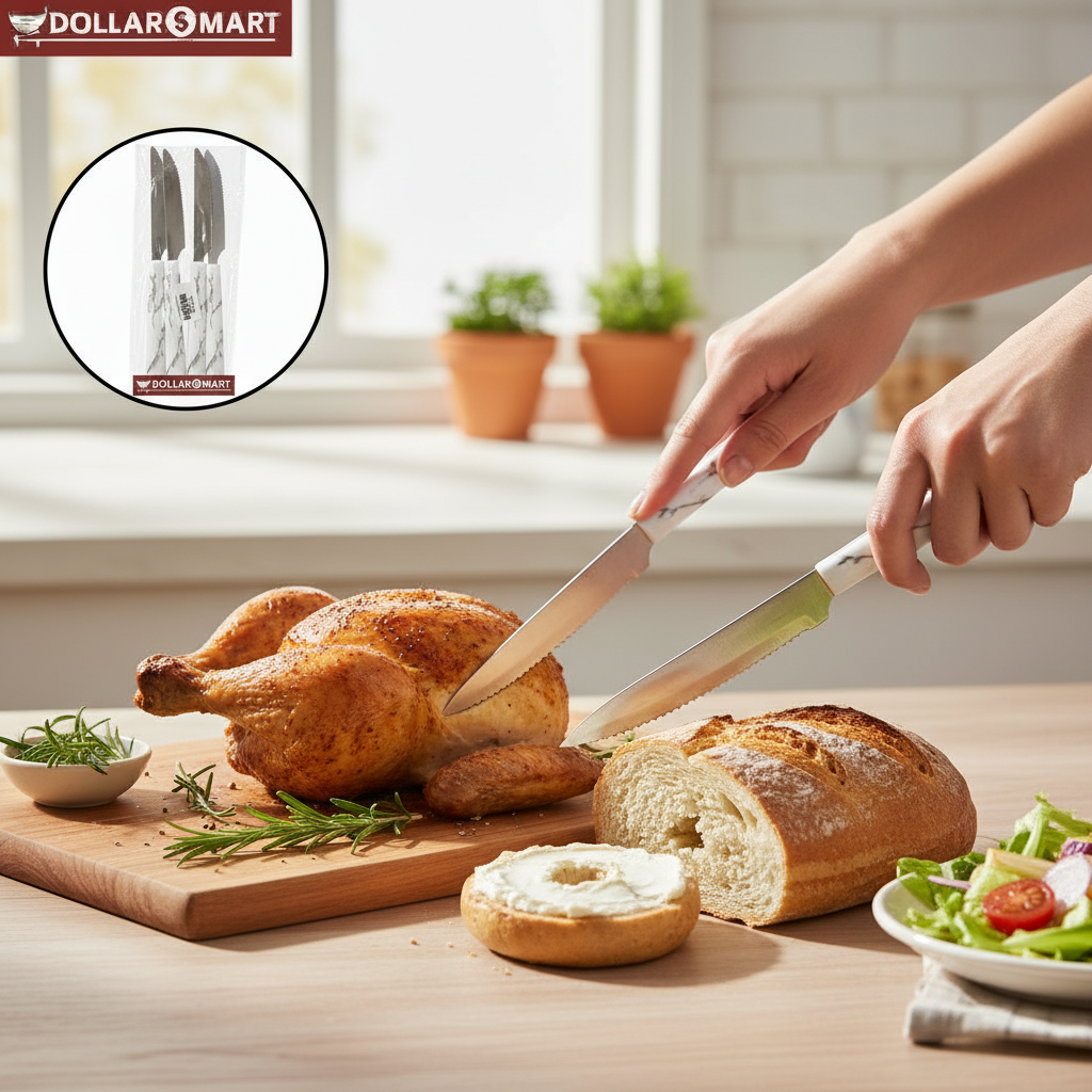 Marble Handle Knife 4 Pcs