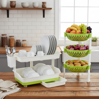 PLATE STAND AND FRUIT BASKET SET