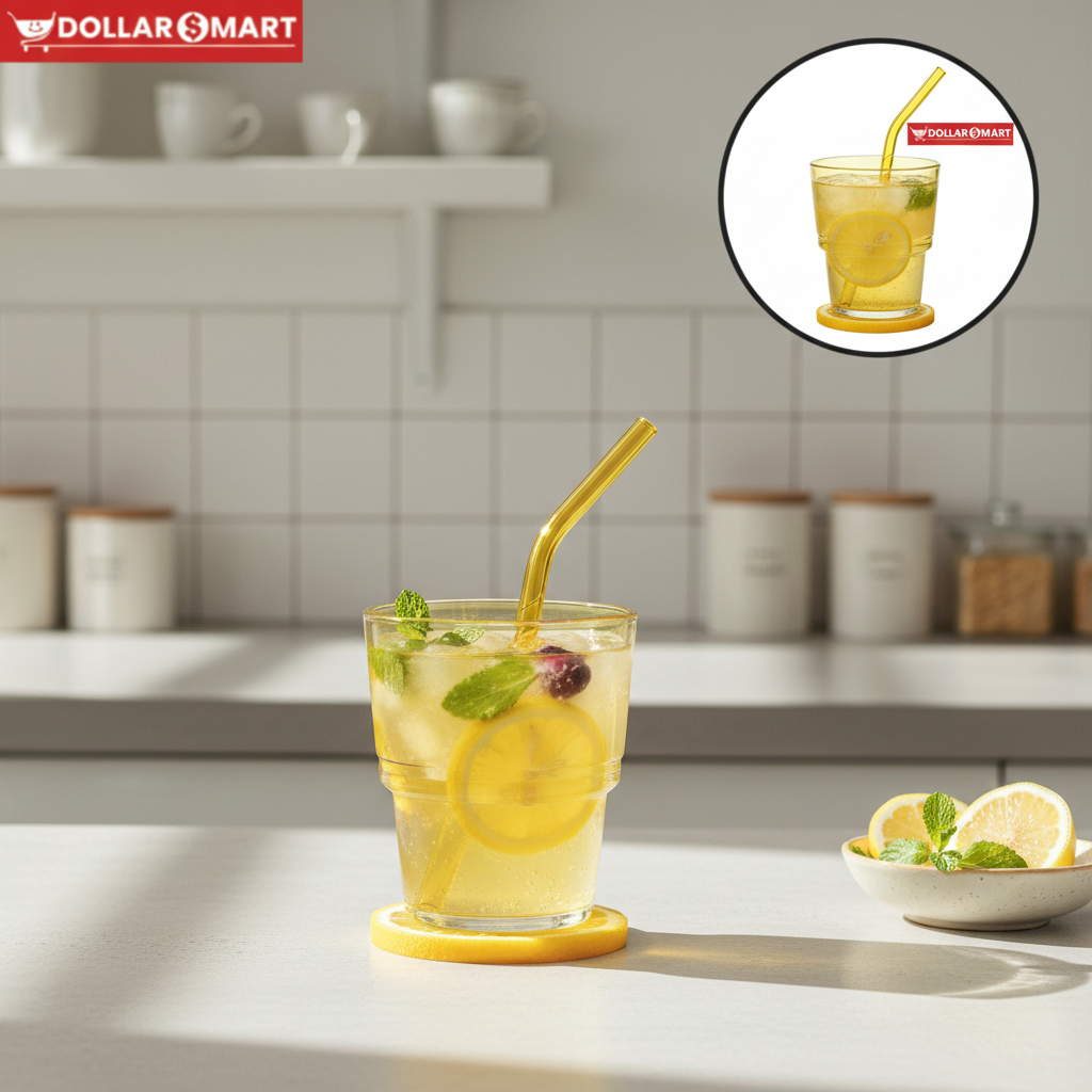 Glass Cup with Straw