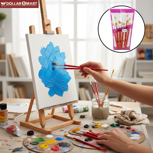 12-piece assorted paint brushes set with multiple sizes and soft bristles