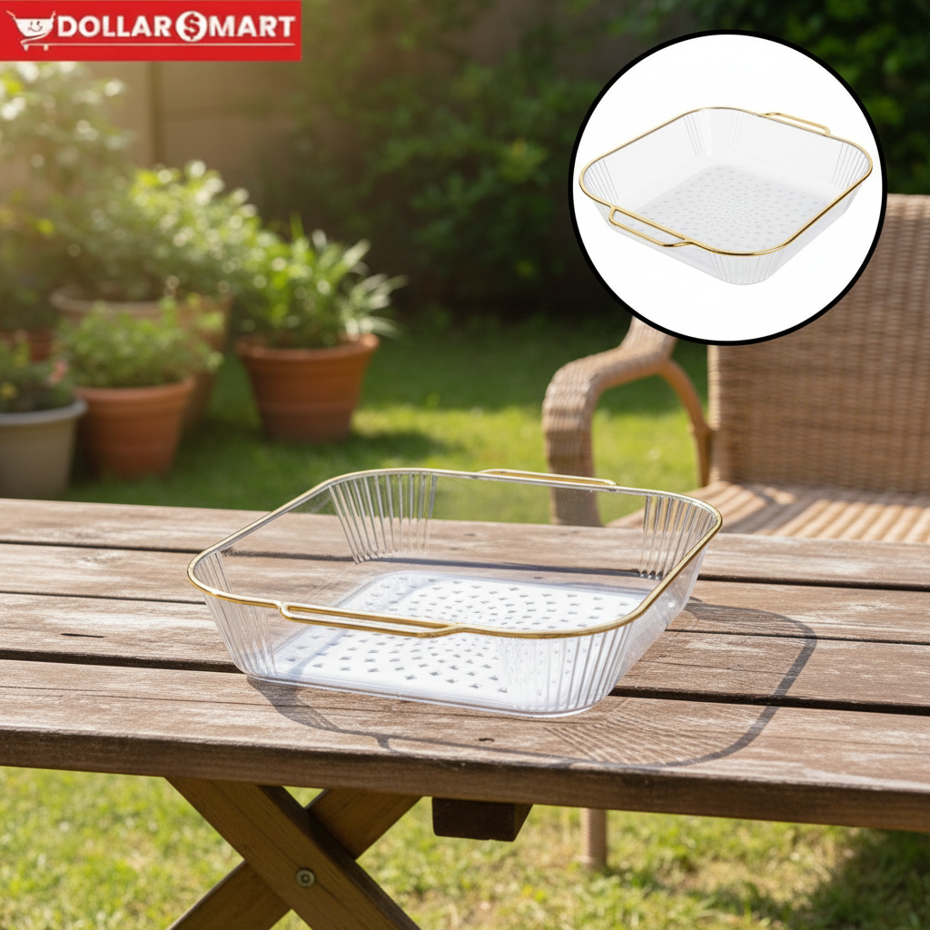 Acrylic Golden deep Tray small - Dollar$ Mart