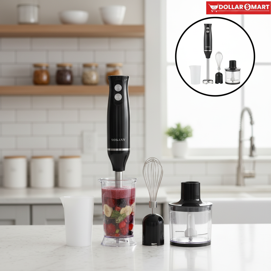 Close-up of Sokany 4 IN 1 Hand Blender's Blades