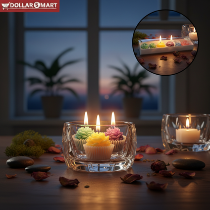 Colorful Flower Candle Pack of 5 pcs
