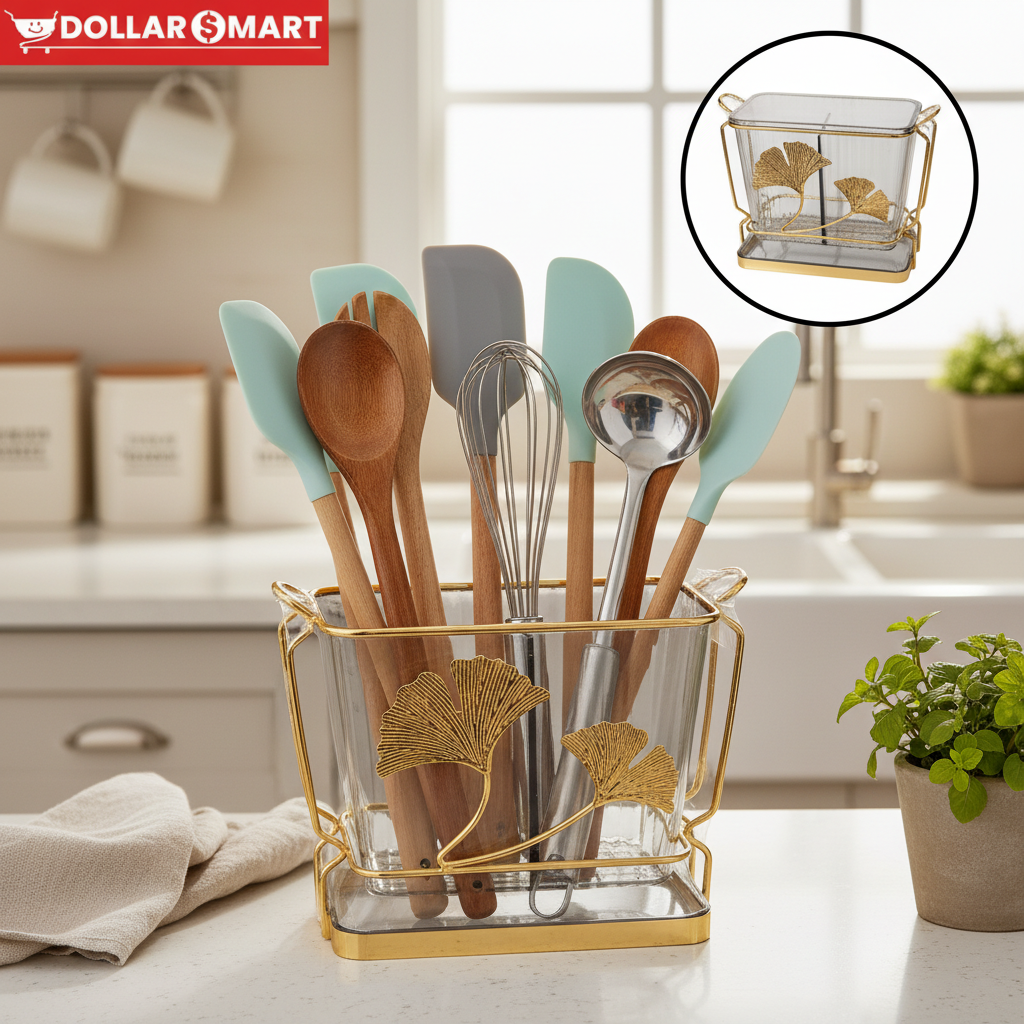 Golden Leaf Cutlery Holder