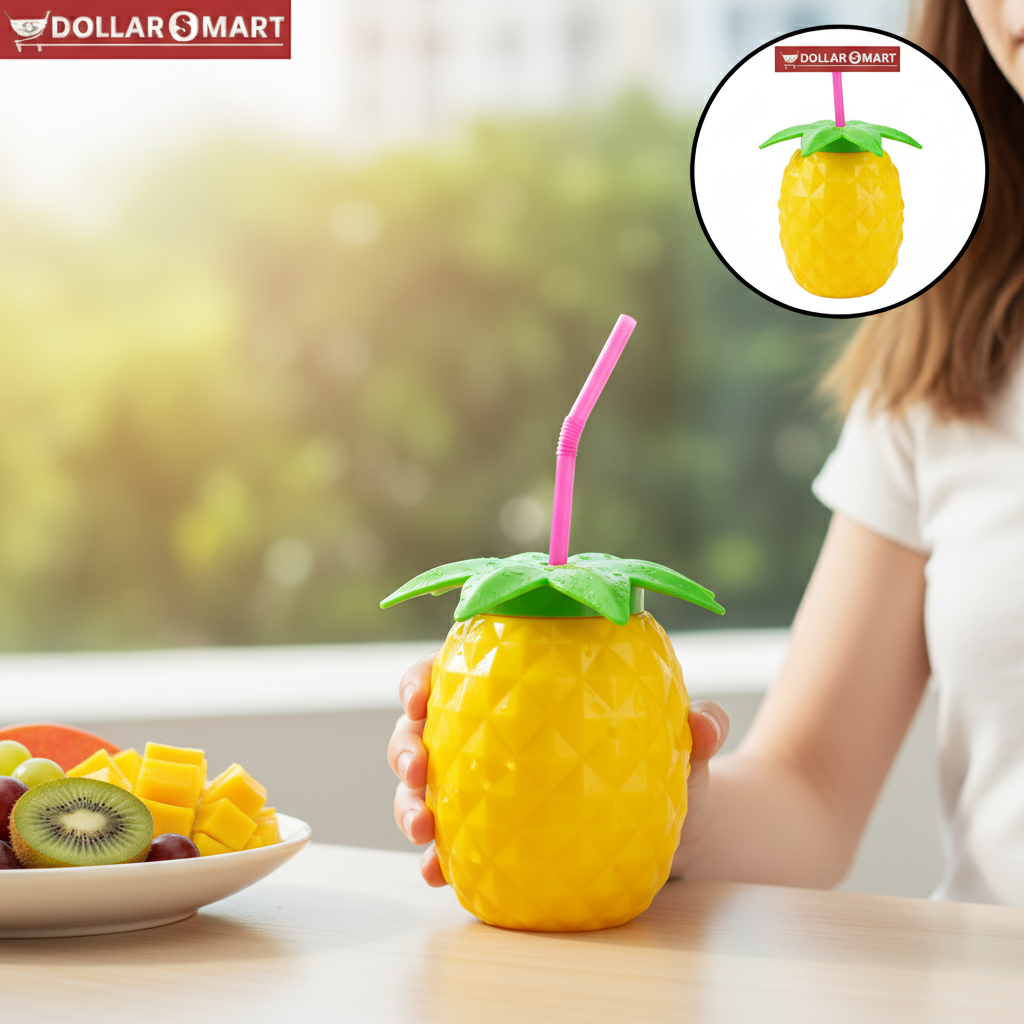 Pineapple Glass With Straw