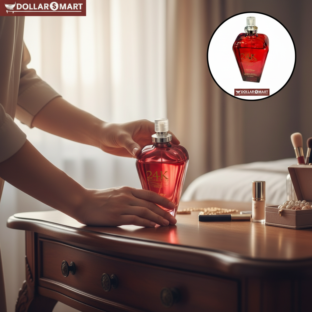 product name and logo with gold accents