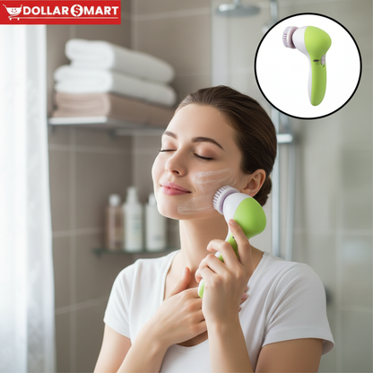 3 in 1 Beauty Massager: user applying device to face for facial rolling