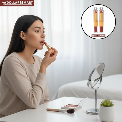 Front of 2 in 1 LipGloss and Lipstick with product name clearly visible.