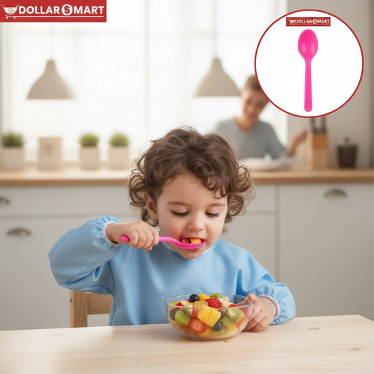 Set of small plastic spoons for serving and sampling in the kitchen