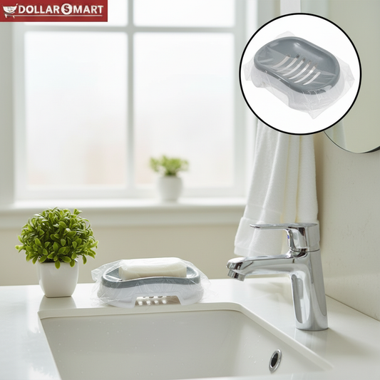 2-piece soap holder and dispenser set with drainage slats