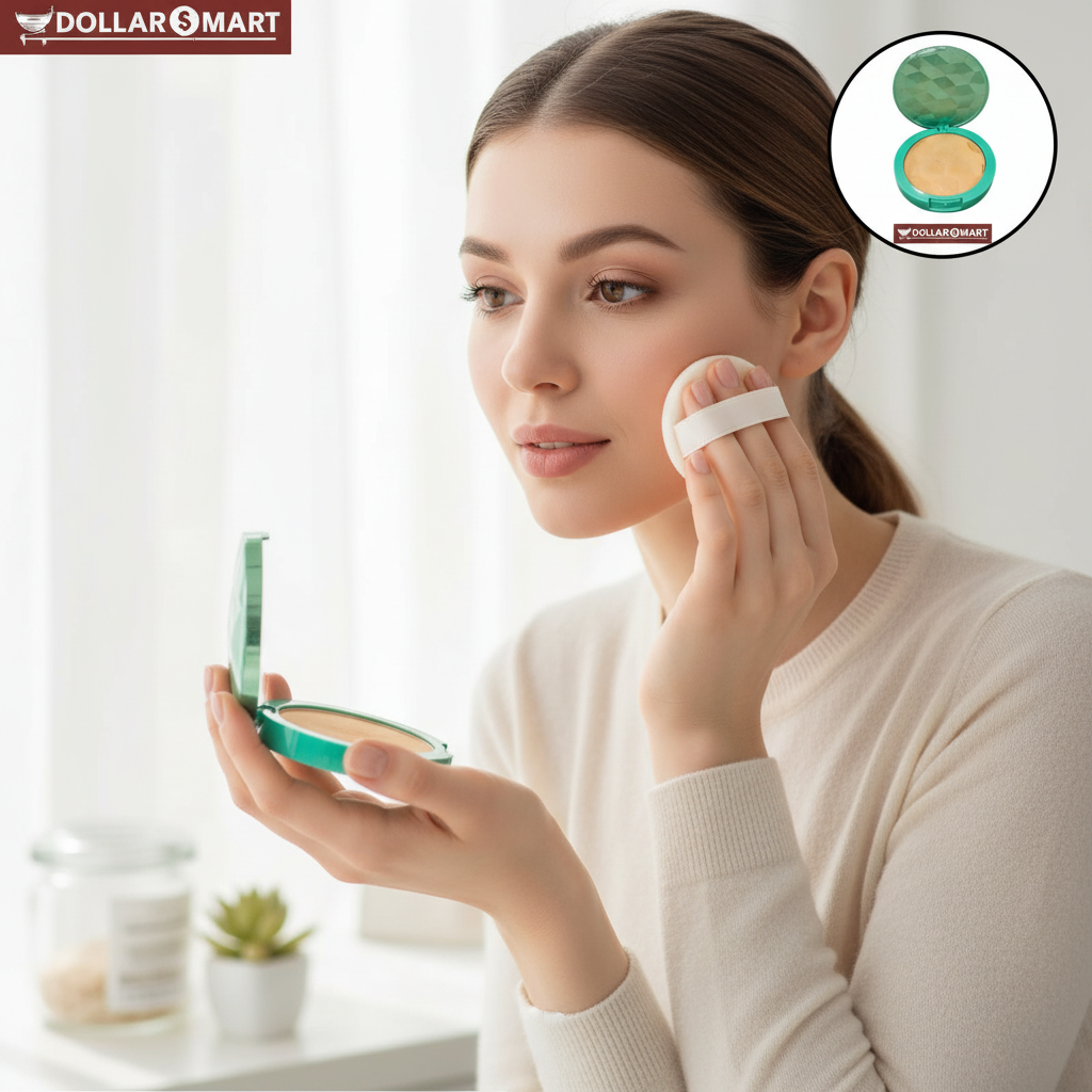 Close-up of 2 in 1 Face Powder compact for easy application