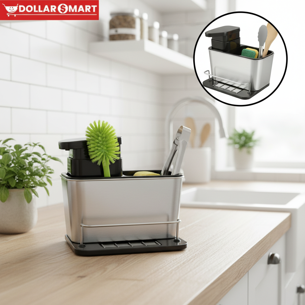Stainless steel Soap dispenser and storage rack
