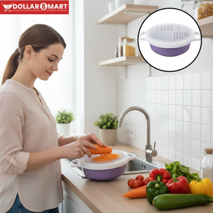 4in 1 Vegetable Grater Bowl with detachable bowl and non-slip base