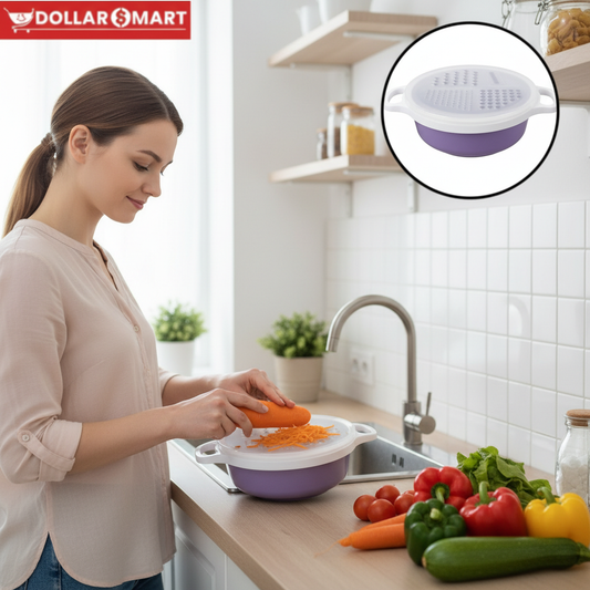 4in 1 Vegetable Grater Bowl with detachable bowl and non-slip base
