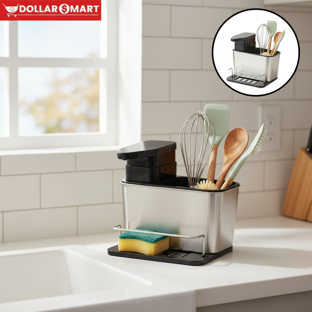 Stainless steel Soap dispenser and storage rack