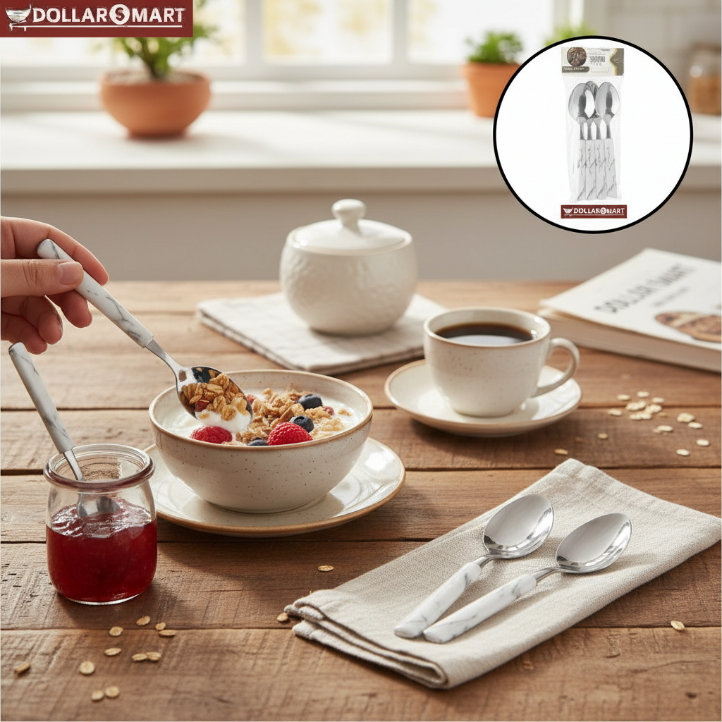 Marble Handle Spoon 4 Pcs