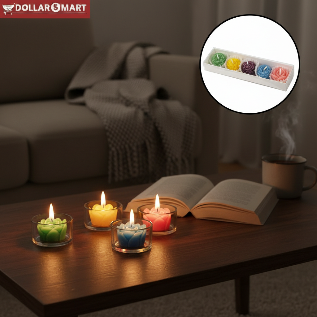 Colorful Flower Candle Pack of 5 pcs