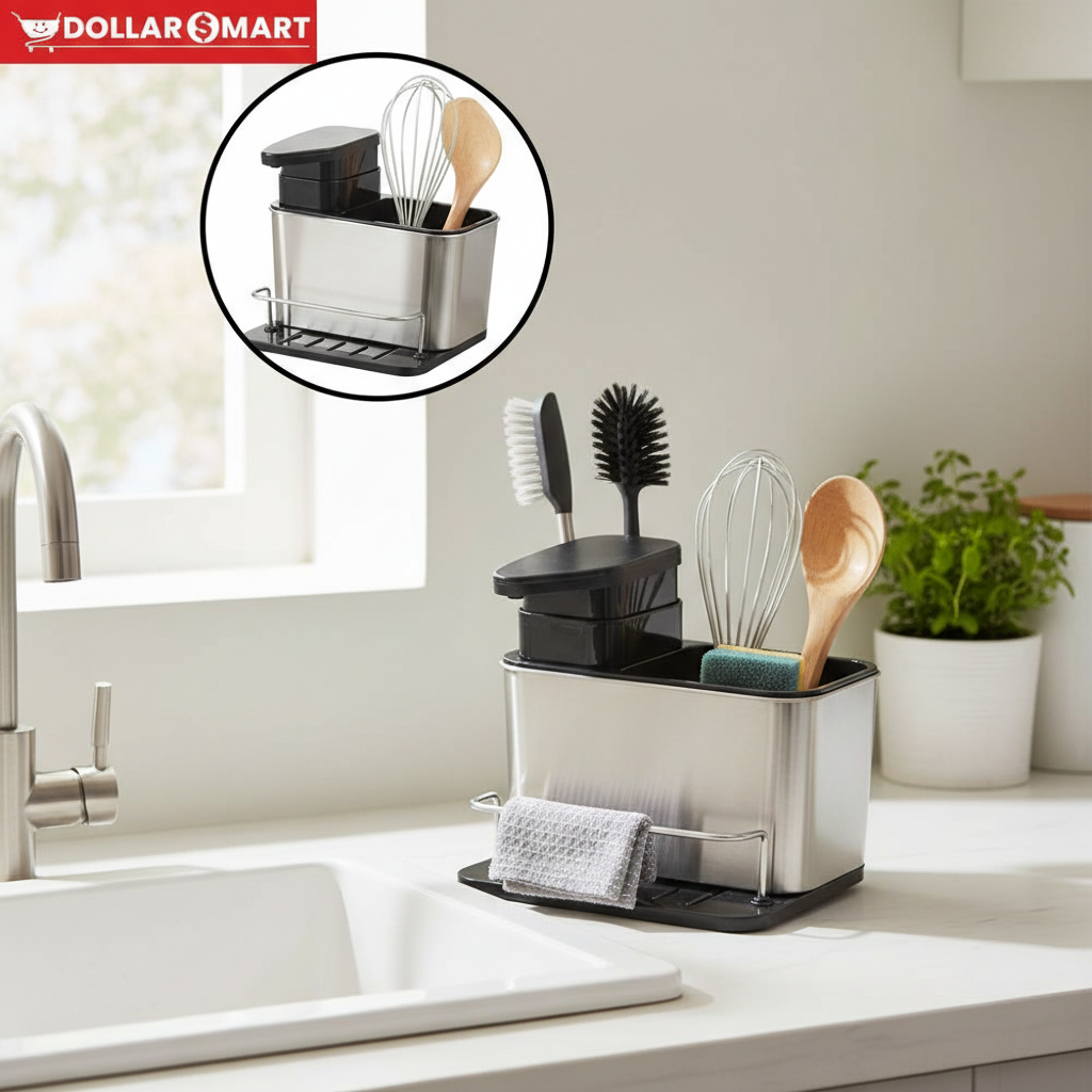 Stainless steel Soap dispenser and storage rack