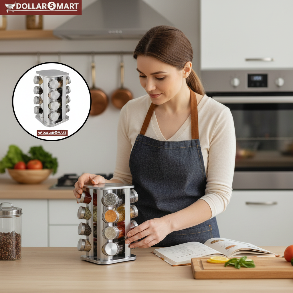 16 Jar Rotating Spice Rack, open view