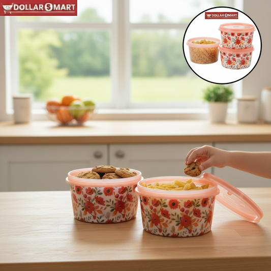 Decorative floral kitchen storage container with airtight lid