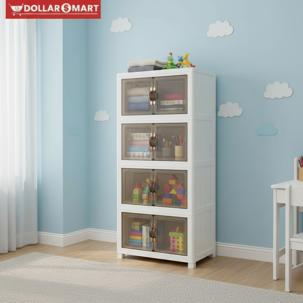 Open 4 Layer Organizer Cupboard showcasing its storage capacity
