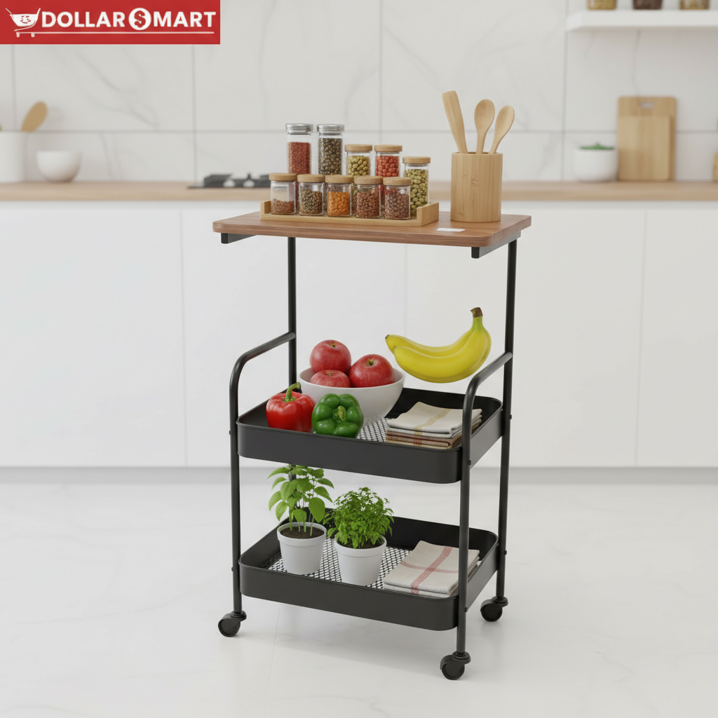 2 Layer Organizer Metal Rack Trolly - Buy Online Pakistan