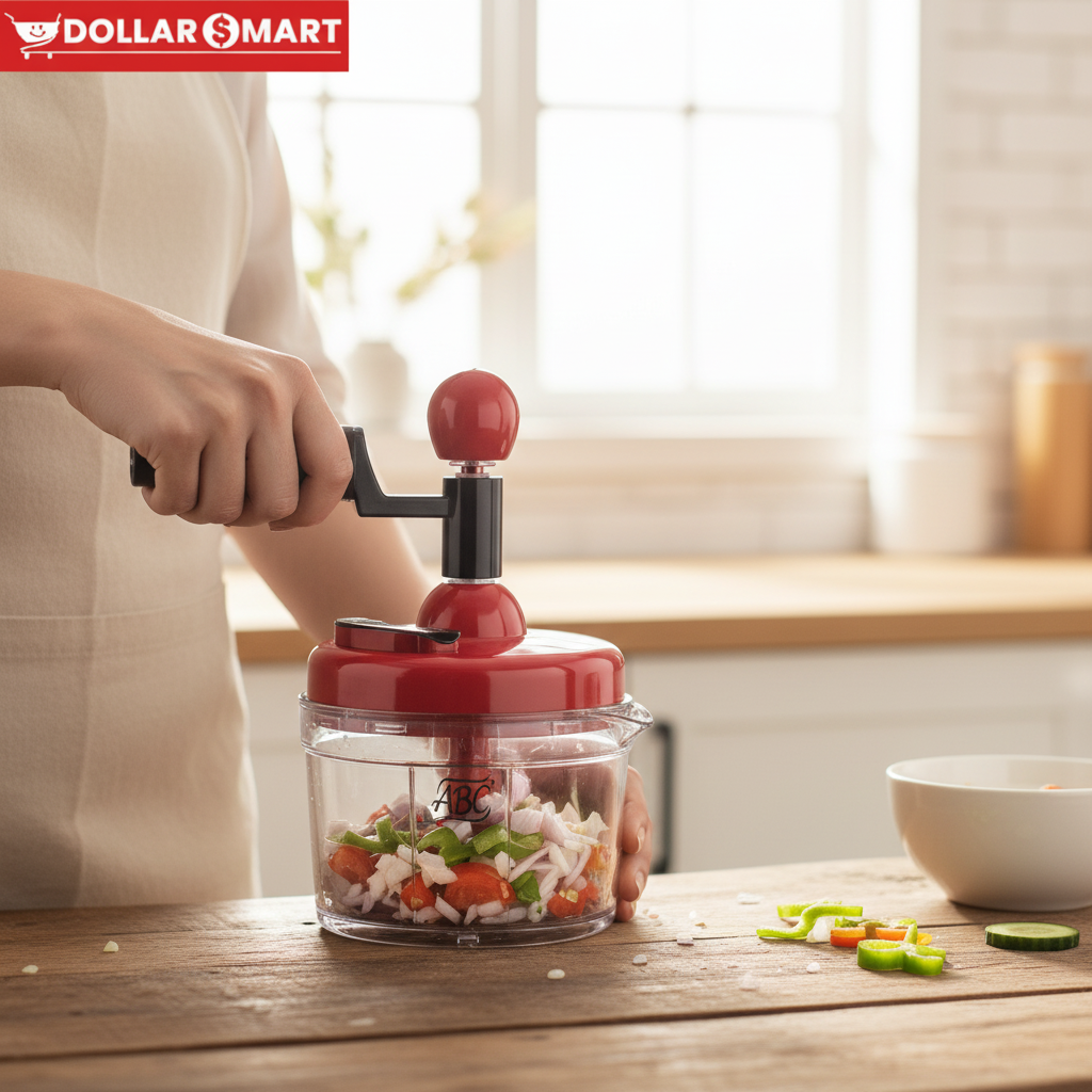 ABC Hand Chopper with chopped veggies