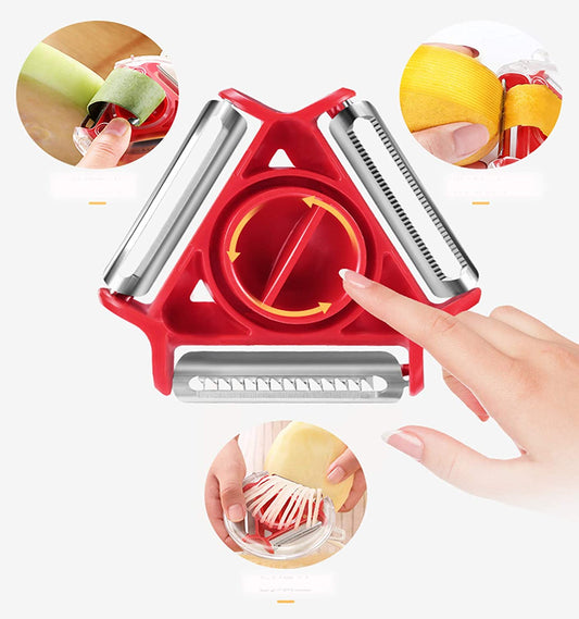 3In1 Magic Trio Peeler Slicer Stainless Steel Peeler Shredder Cutter Multi Peel Blade Grater Kitchen Accessories Non-Slip